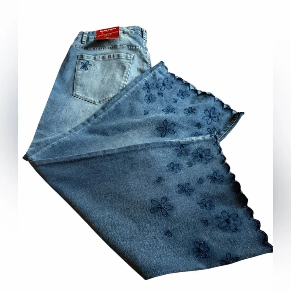 BlueFox Collective Scalloped Hem Embroidered Wide Crop 18